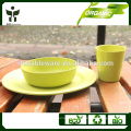 Verde, prato, jogo, bio, jantar, jogo, bambu, dinnerware